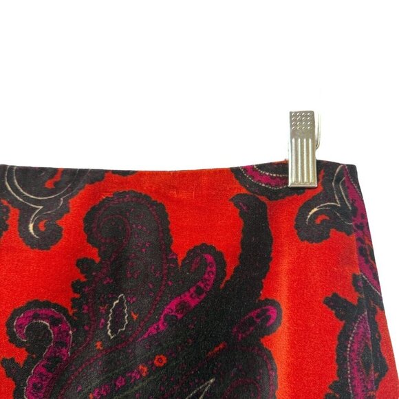 TALBOTS Pencil Skirt Size 6 Red Paisley Cotton Velveteen Womens Preppy Holiday - Picture 3 of 9